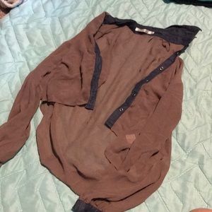 See through brown button up
